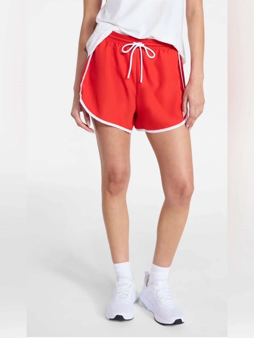 Athletic Works Women’s Red Active Drawstring Piped Running Shorts